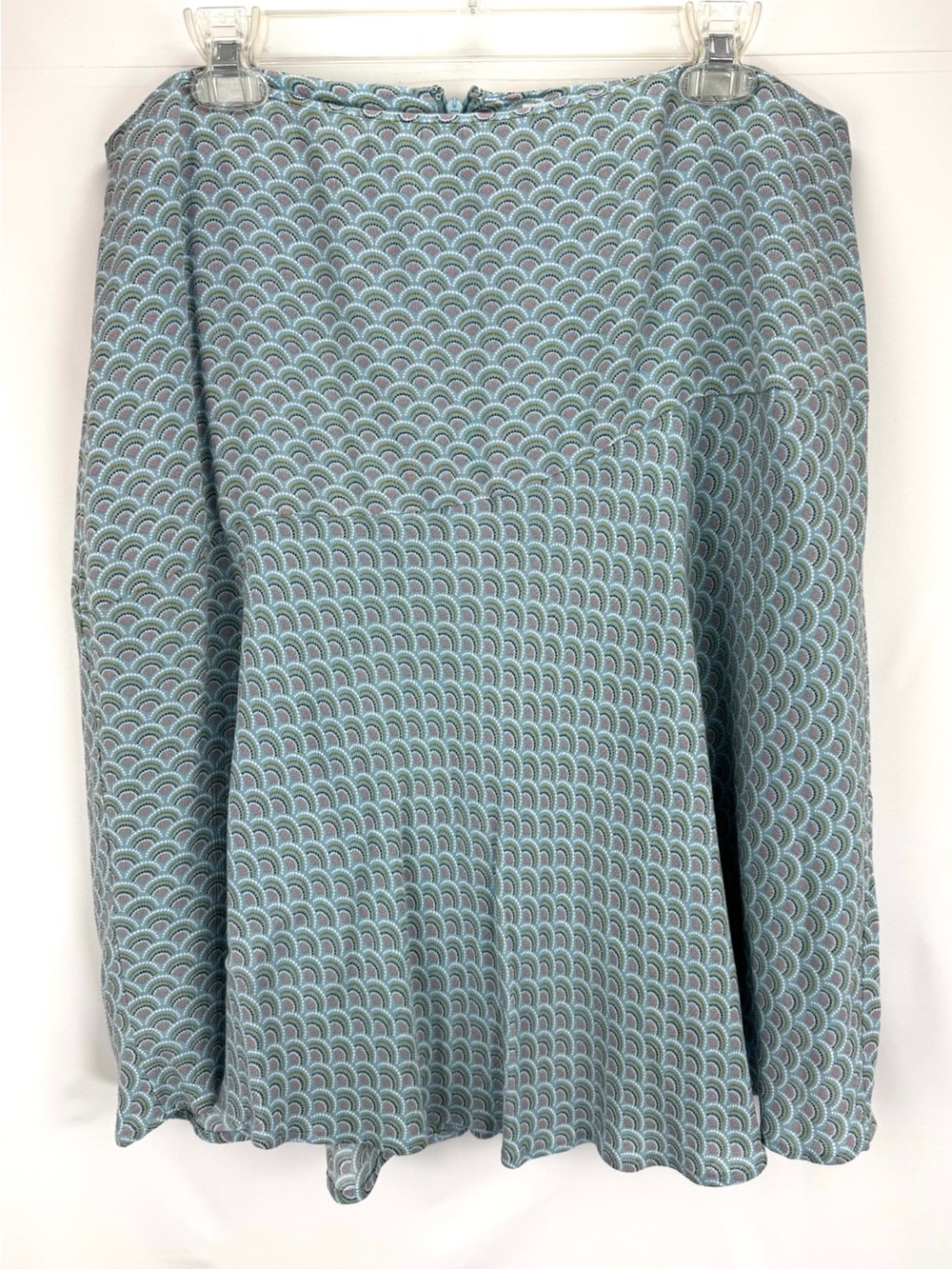 Boden Blue-Green Scallop Print A-line Skirt